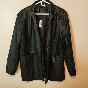 Faux Leather Croc textured Oversized Dad Blazer Size 6 Black